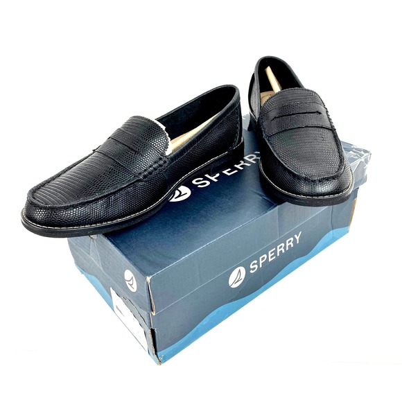 Sperry Shoes - Sperry Leather Penny Loafer Womens 9.5 Seaport Flats Black Slip On Comfort Mocs